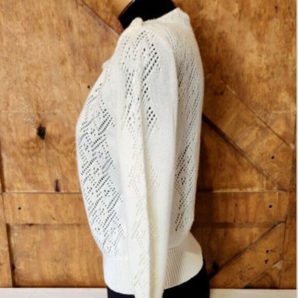 JOLIE NY Vintage Women's Top Size Large Ivory Knit Button Shoulder Long Sleeve - Picture 4 of 9